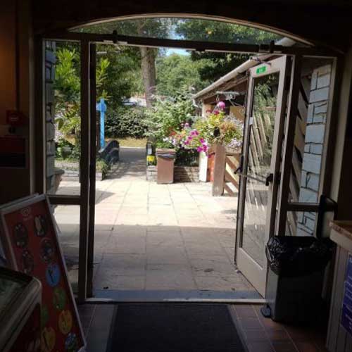 The Big Sheep information desk doorway