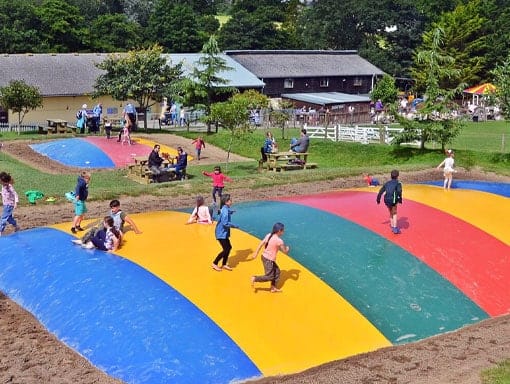 The Big Sheep outdoor play area with jumping pillows